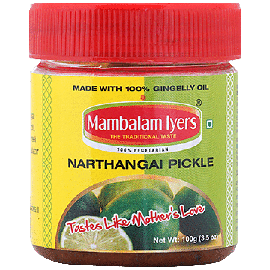 Mambalam Iyers Narthangai/Lemon Pickle - Made With Gingelly Oil