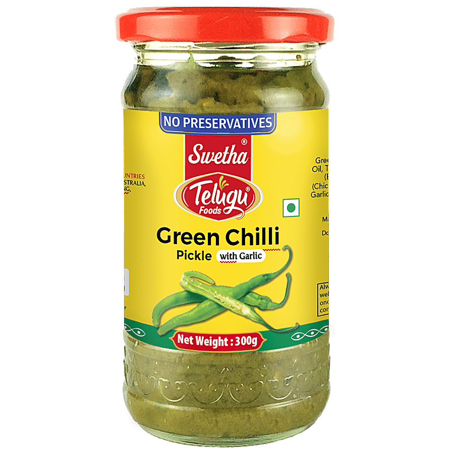 Swetha Telugu foods Telugu Foods Green Chilli Pickle  Bottle