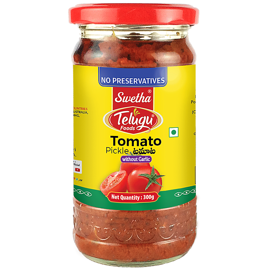 Swetha Telugu foods Telugu Foods Tomato Pickle - Without Garlic  Glass Bottle