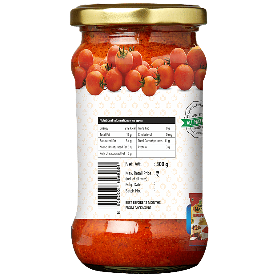 Three Mango Tomato Pickle - With Garlic