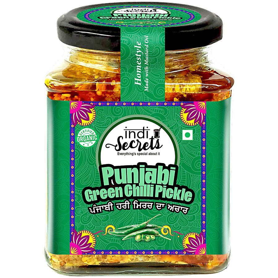 indiSecrets Organic Punjabi Green Chilli Pickle - Homestyle