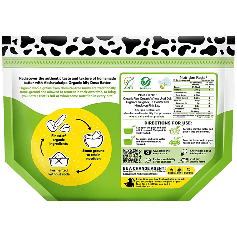 AKSHAYAKALPA Organic Idli & Dosa Batter - Unsalted