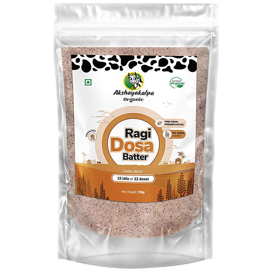 AKSHAYAKALPA Organic Ragi Dosa Batter - Unsalted