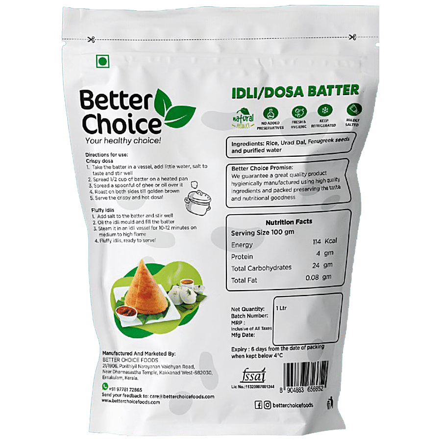 Better Choice Idli/Dosa Batter - Mildly Salted