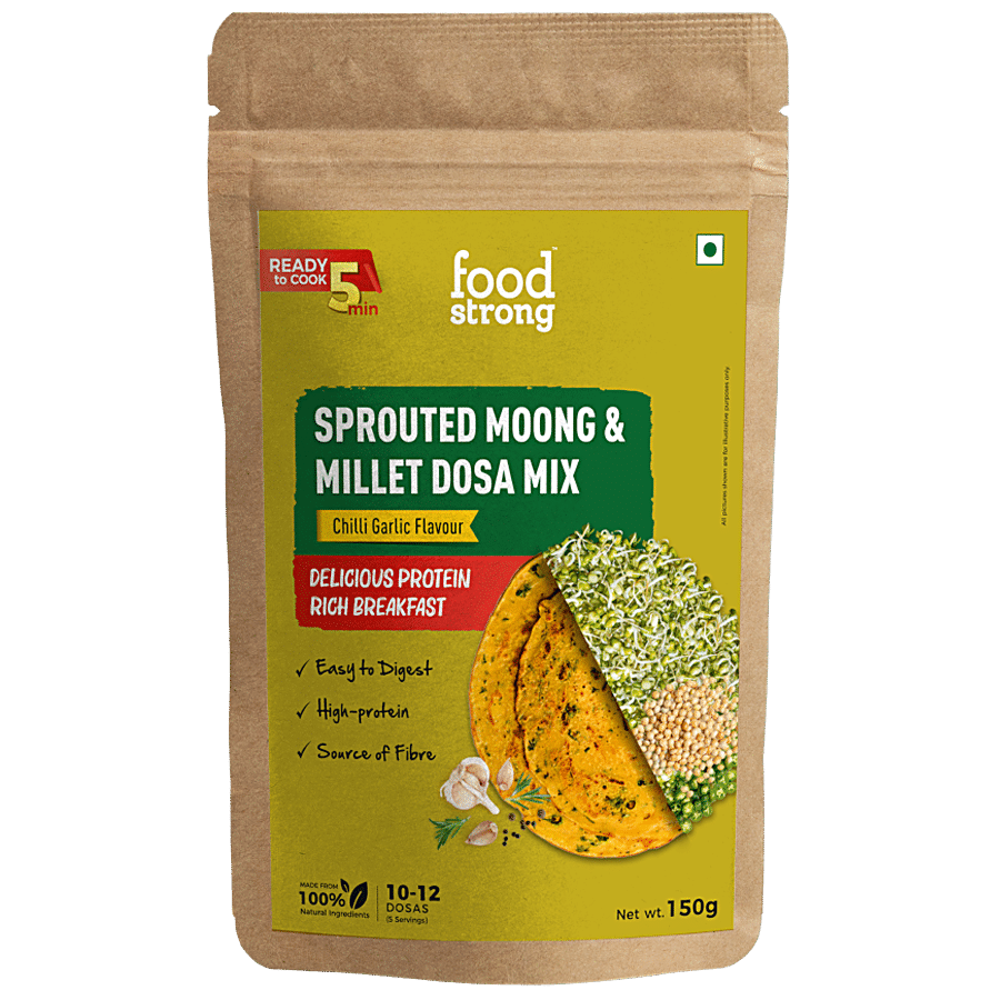 Foodstrong Sprouted Moong & Millet Dosa Instant Mix - Chilli Garlic