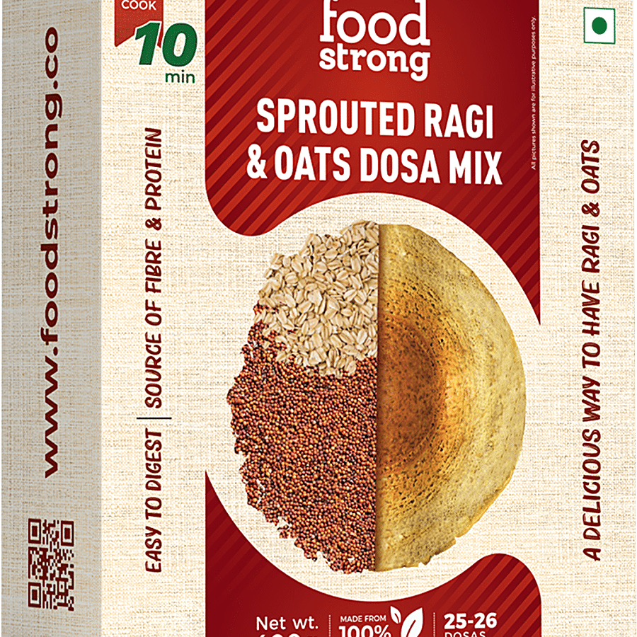 Foodstrong Sprouted Ragi & Oats Dosa Mix - Rich In Protein & Fibre