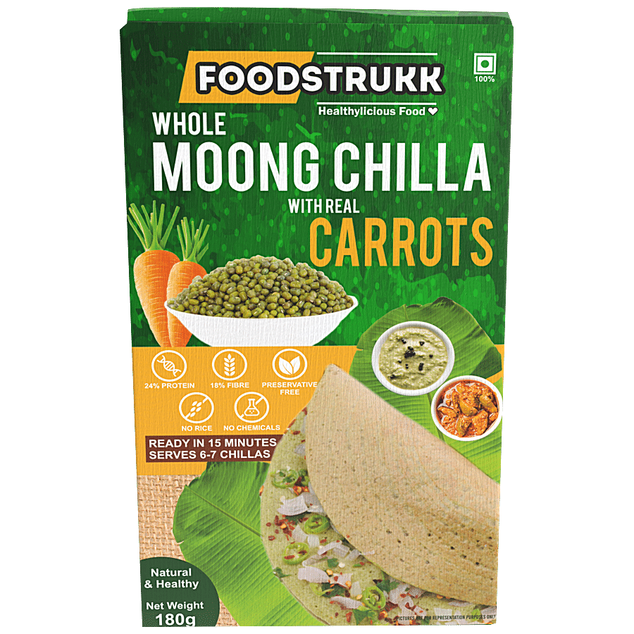 Foodstrukk Whole Moong Chilla With Real Carrots - 24% Protein