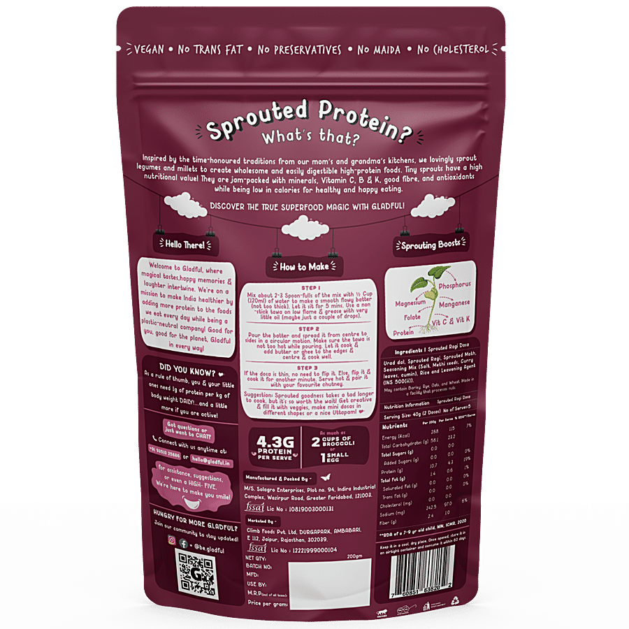 Gladful Ragi Dosa Mix - Sprouted Protein