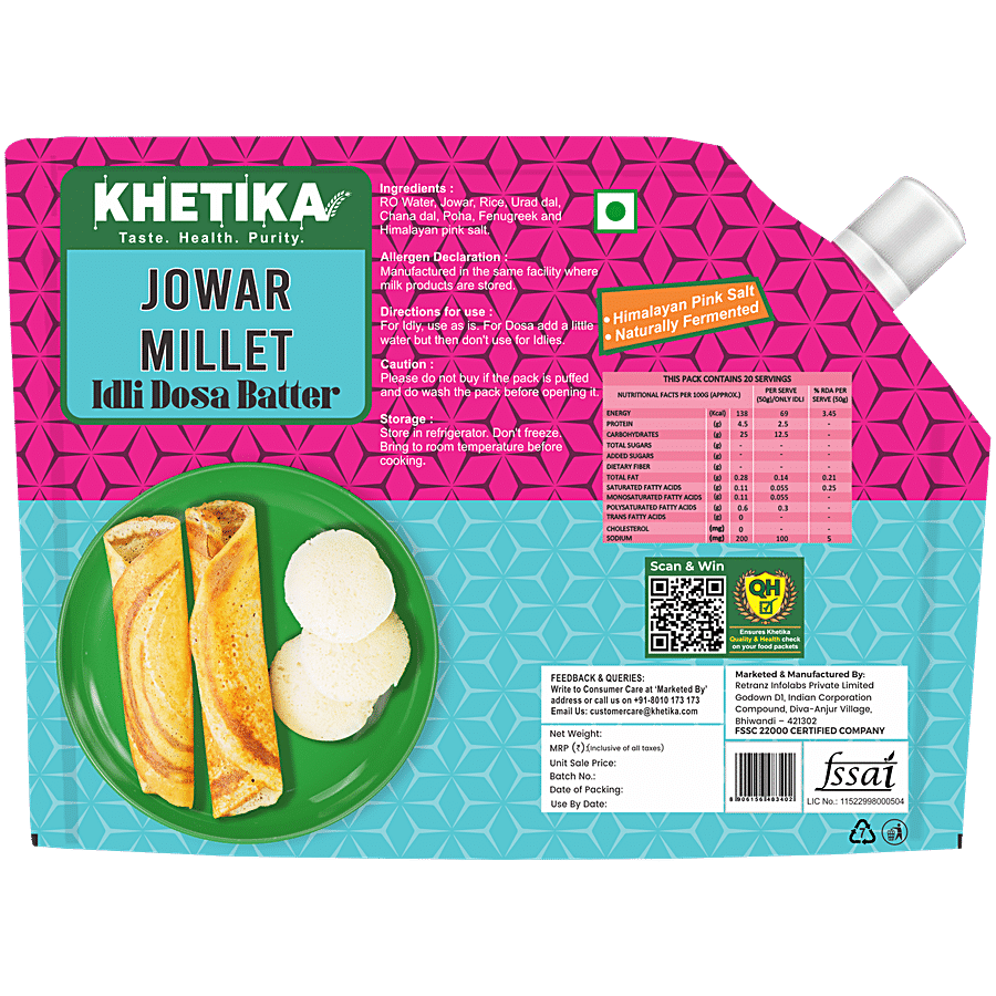 Khetika Jowar Millet Idli Dosa Batter