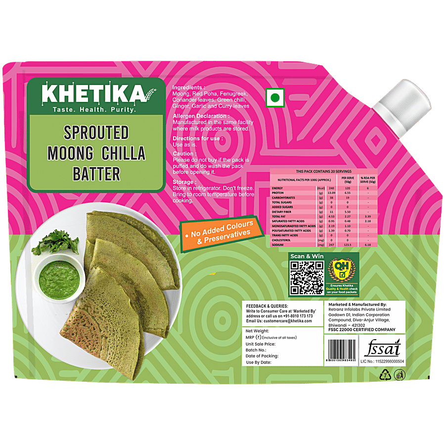 Khetika Sprouted Moong Chilla Batter