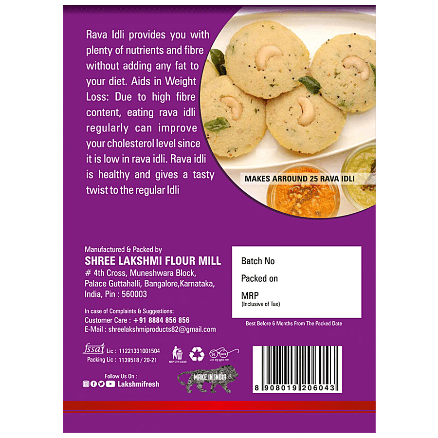 Lakshmi Fresh Rava Idli Instant Mix - Source Of Protein