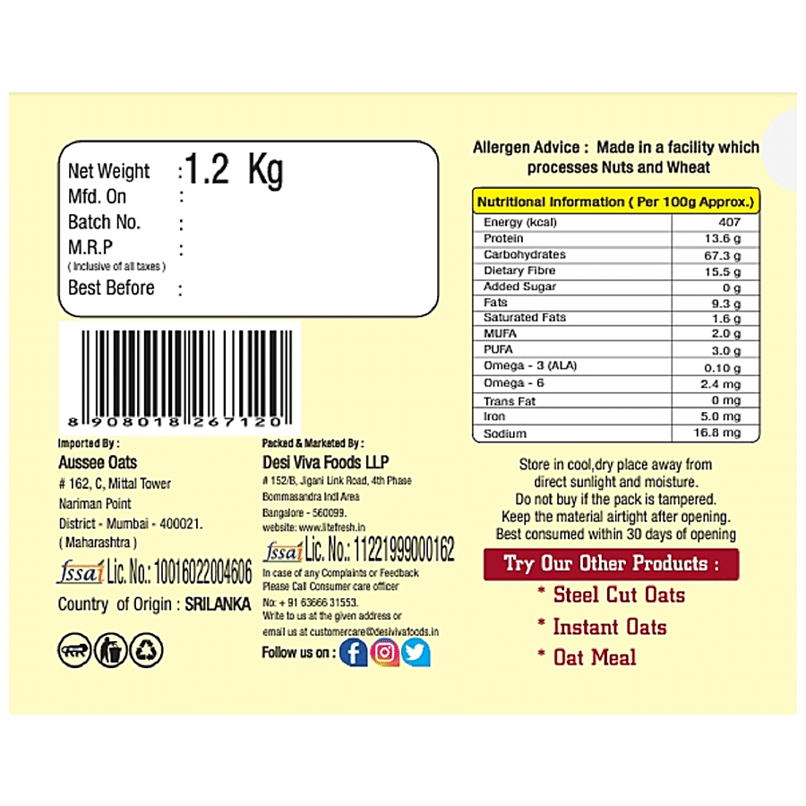 Lite Fresh Rolled Oats - High Protein