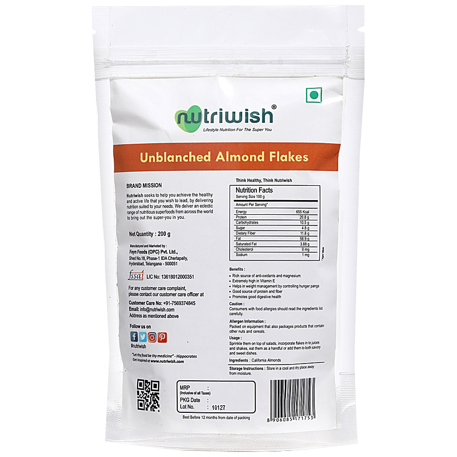 Nutriwish Unblanched Almond Flakes