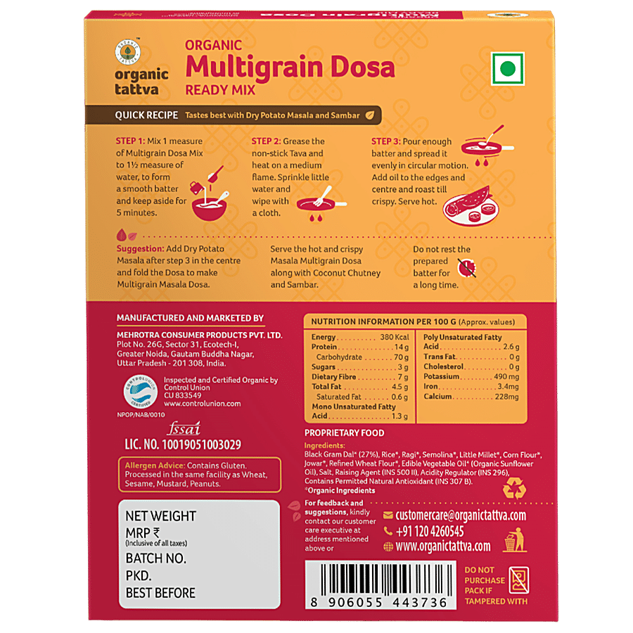 Organic Tattva Organic Multigrain Dosa Ready Mix - Crispy