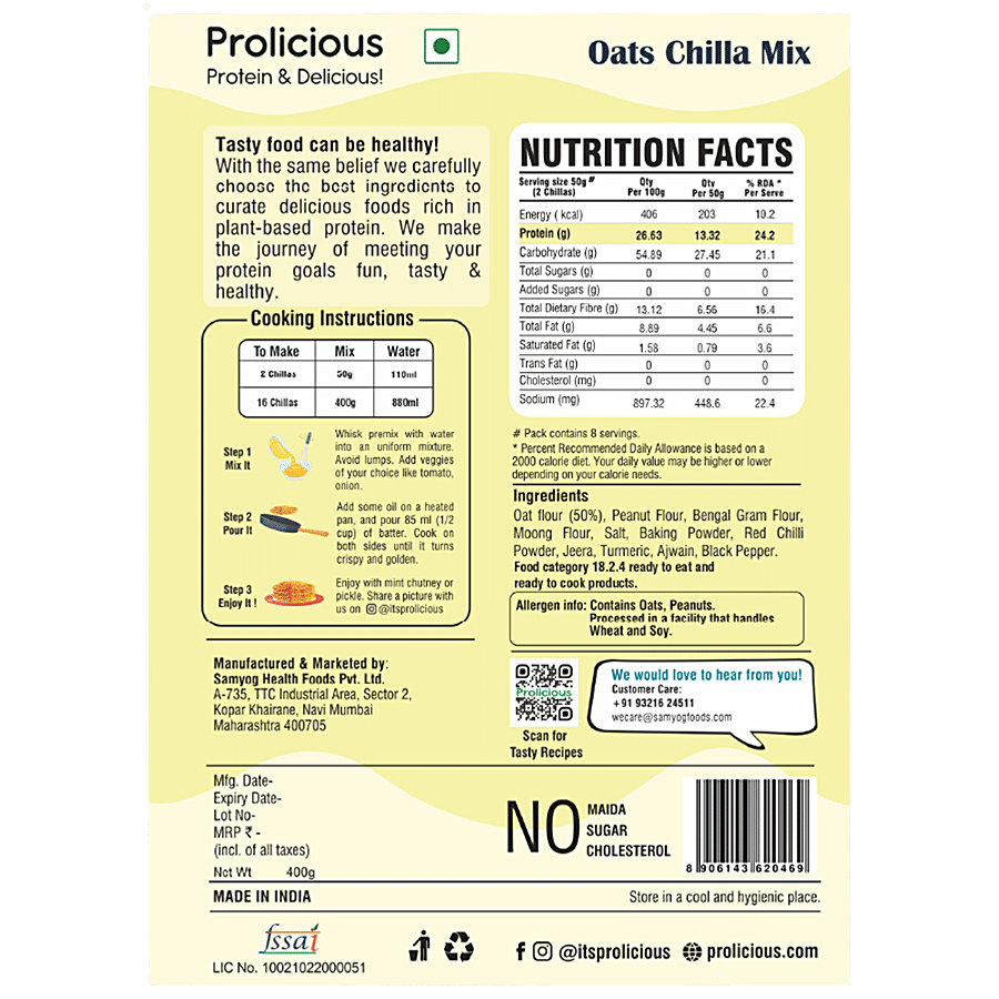 Prolicious Oats Chilla Mix - Rich In Plant Based Protein