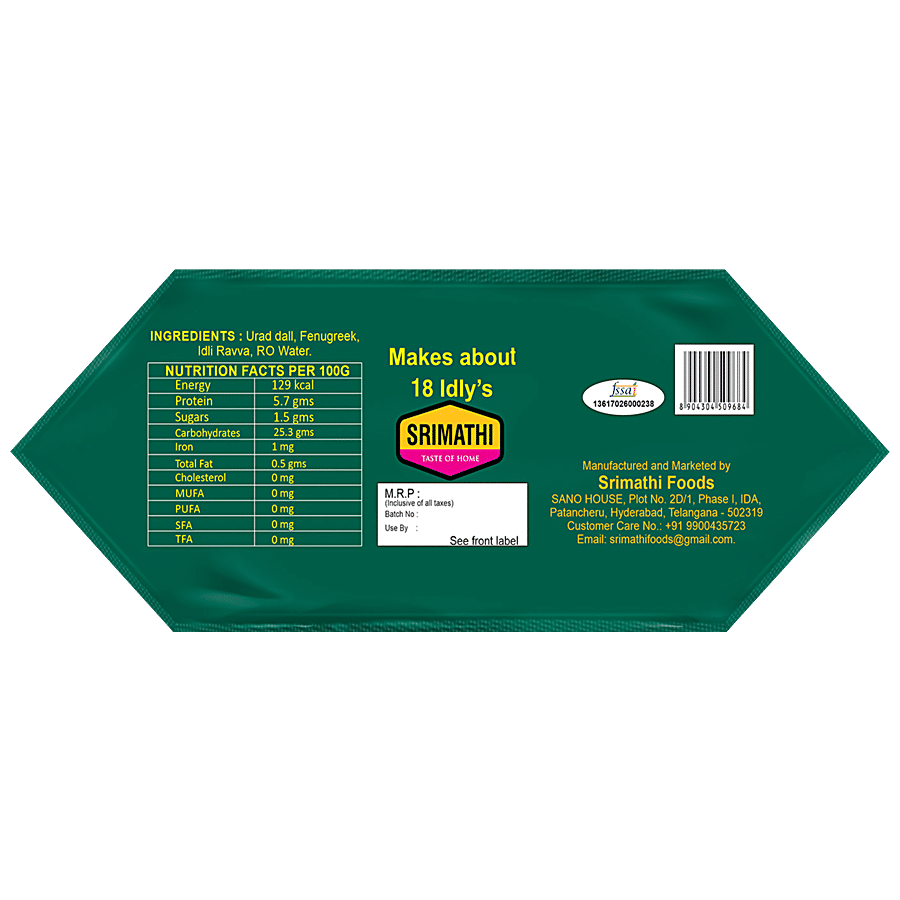 SRIMATHI FOODS Idli Batter - 100% Natural