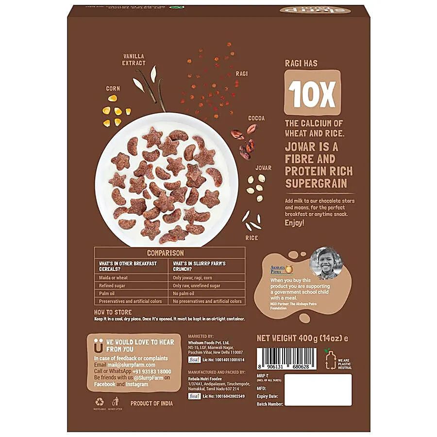 Slurrp Farm Choco Crunch Breakfast Cereal-Ragi Stars & Moons