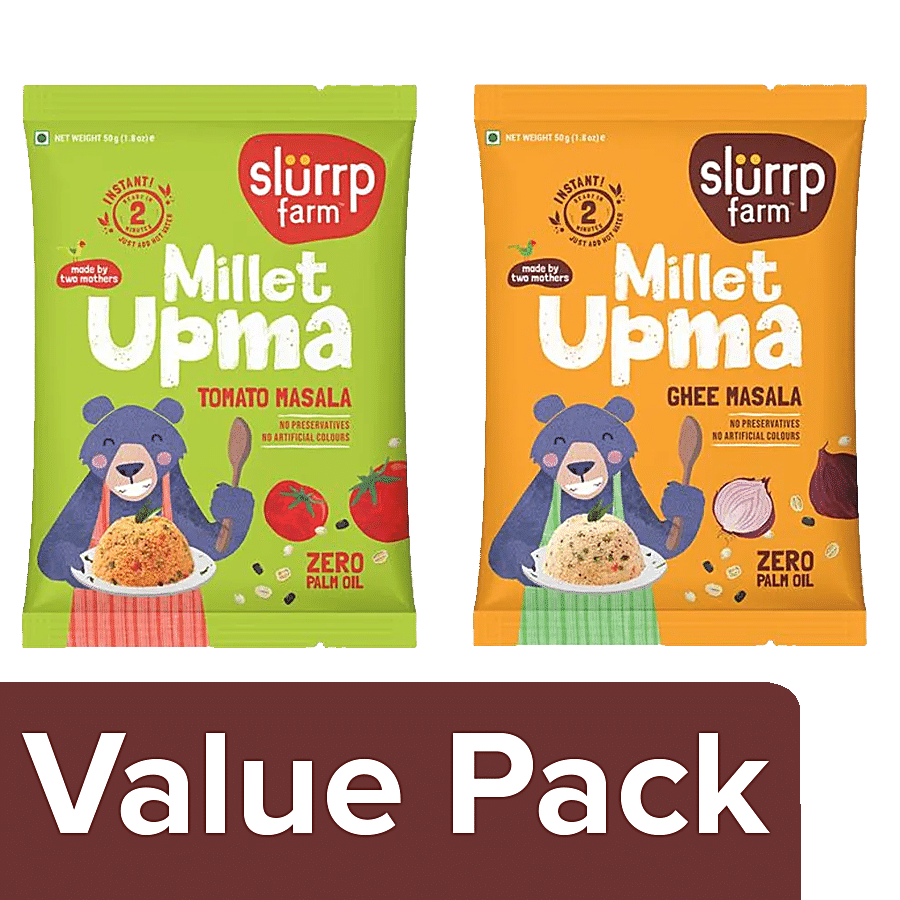 Slurrp Farm Instant Millet Upma - Ghee Masala + Tomato Masala