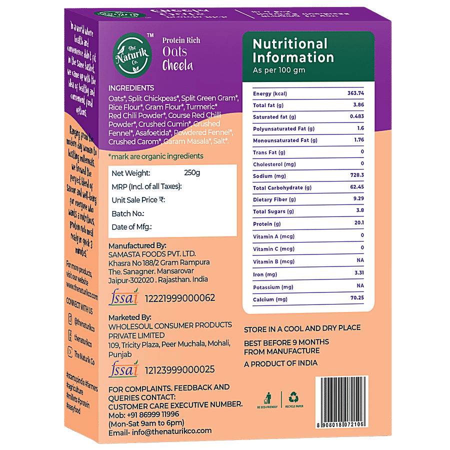 The Naturik Co. Protein Rich Oats Cheela Mix