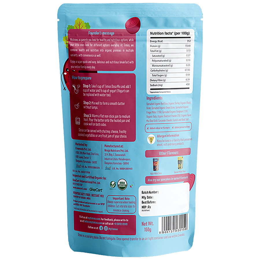 Timios Organic Beetroot Millet Dosa Mix