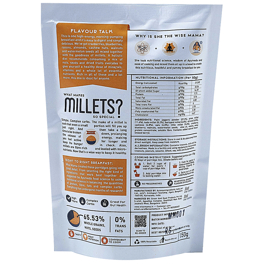 Wise Mama Berries & Nuts Millet Porridge - High Fibre & Protein