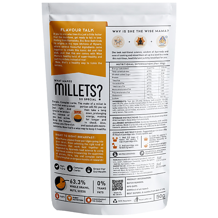 Wise Mama Bisi Bele Millets - High Fibre & Protein