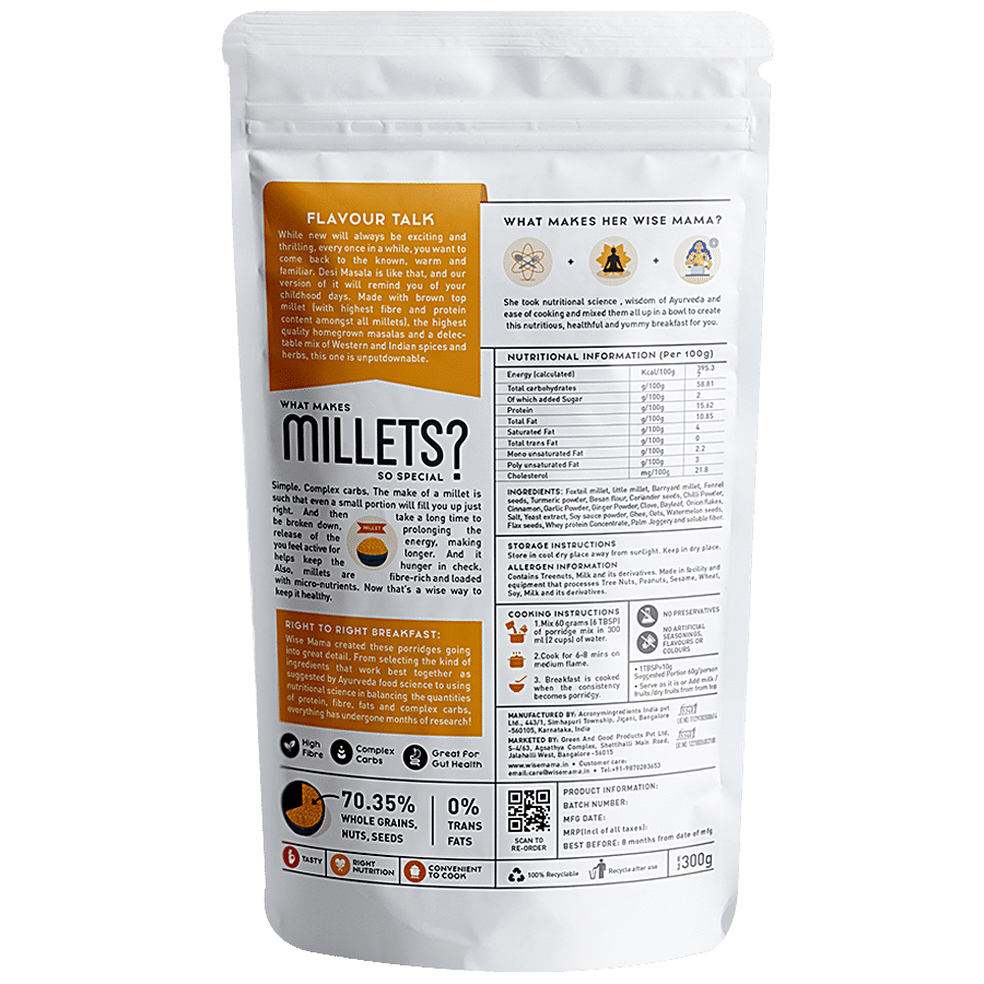 Wise Mama Desi Masala Millet Porridge - High Fibre & Protein