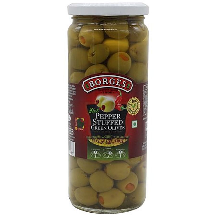 BORGES Green Olives - Stuffed with Hot pepper