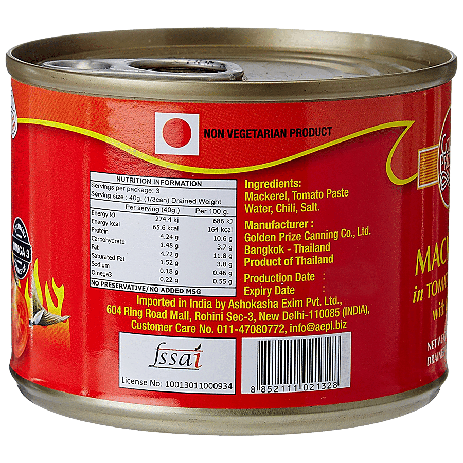 Golden Prize Canned Mackerel In - Tomato Sauce With Chili