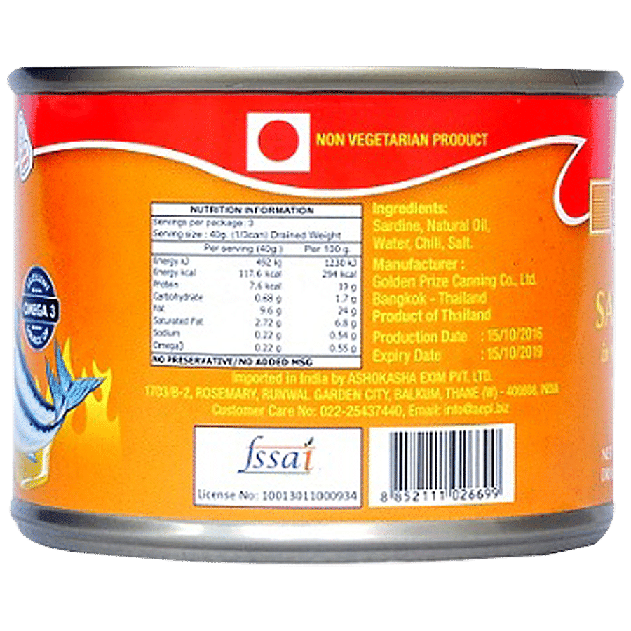 Golden Prize Canned Sardine in Natural Oil with Chili