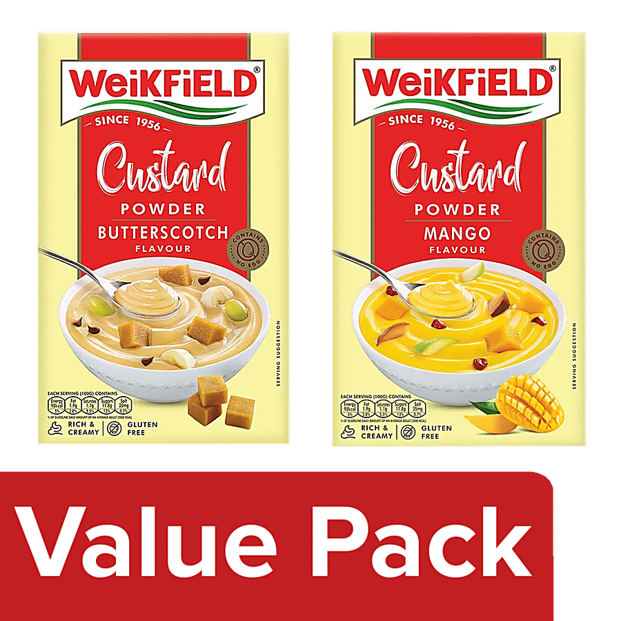 Weikfield Custard Powder - Mango + Custard Powder Butterscotch