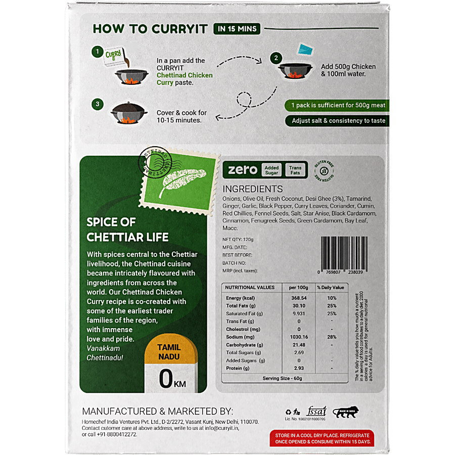 CURRYiT Chettinad Chicken Curry Cooking Paste