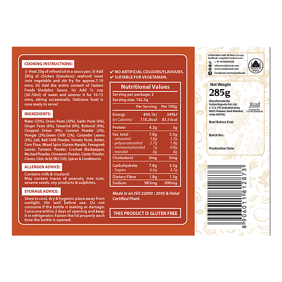 Fazlani Foods Vindaloo Sauce