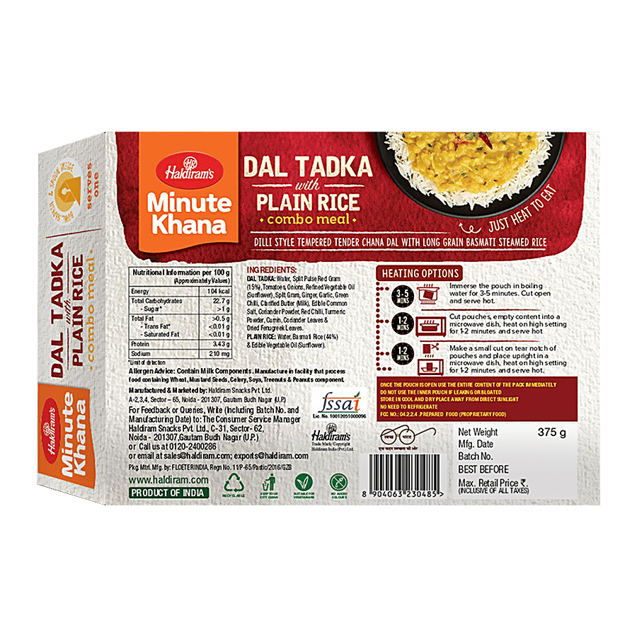 Haldiram's Ready To Eat - Yellow Dal Tadka With Plain Rice