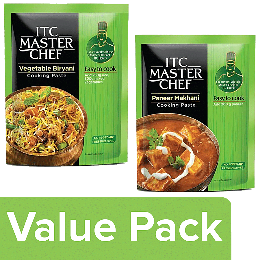 ITC Master Chef Vegetable Biryani & Paneer Makhani Ready to Eat Cooking Masala Paste Combo