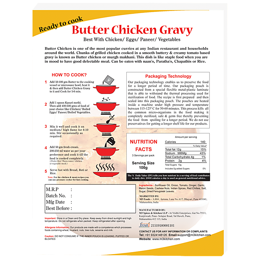 M3 Kitchen Ready To Cook - Butter Chicken Gravy