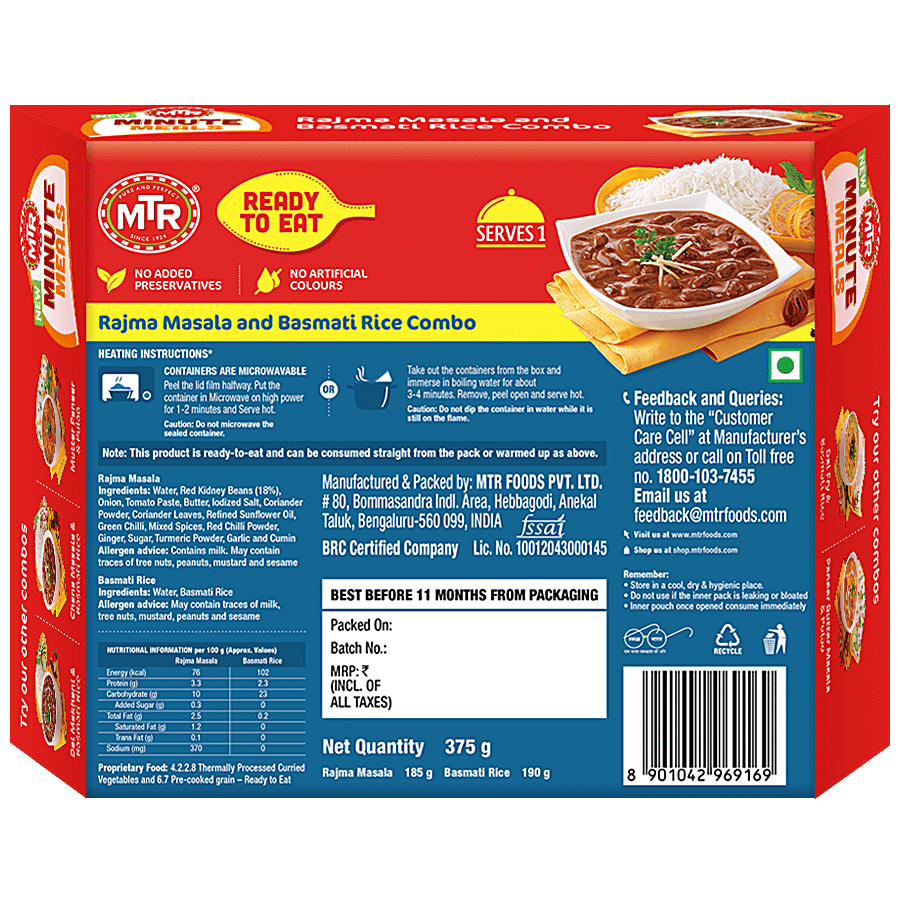 MTR Minute Meals - Rajma Masala & Basmati Rice Combo