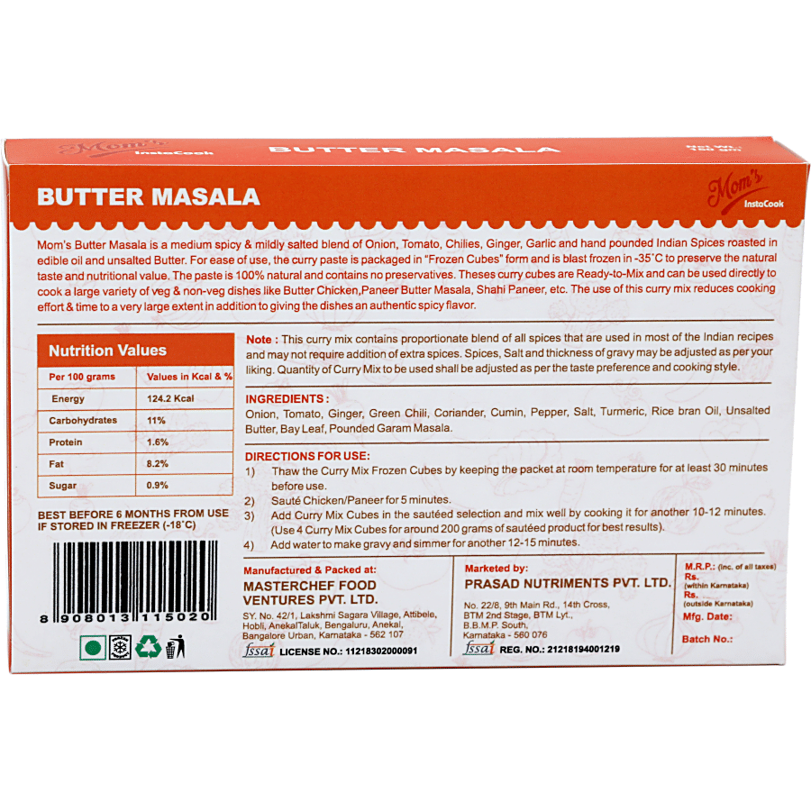 Mom's InstaCook Frozen Instant Indian Curry Mix - Butter Masala