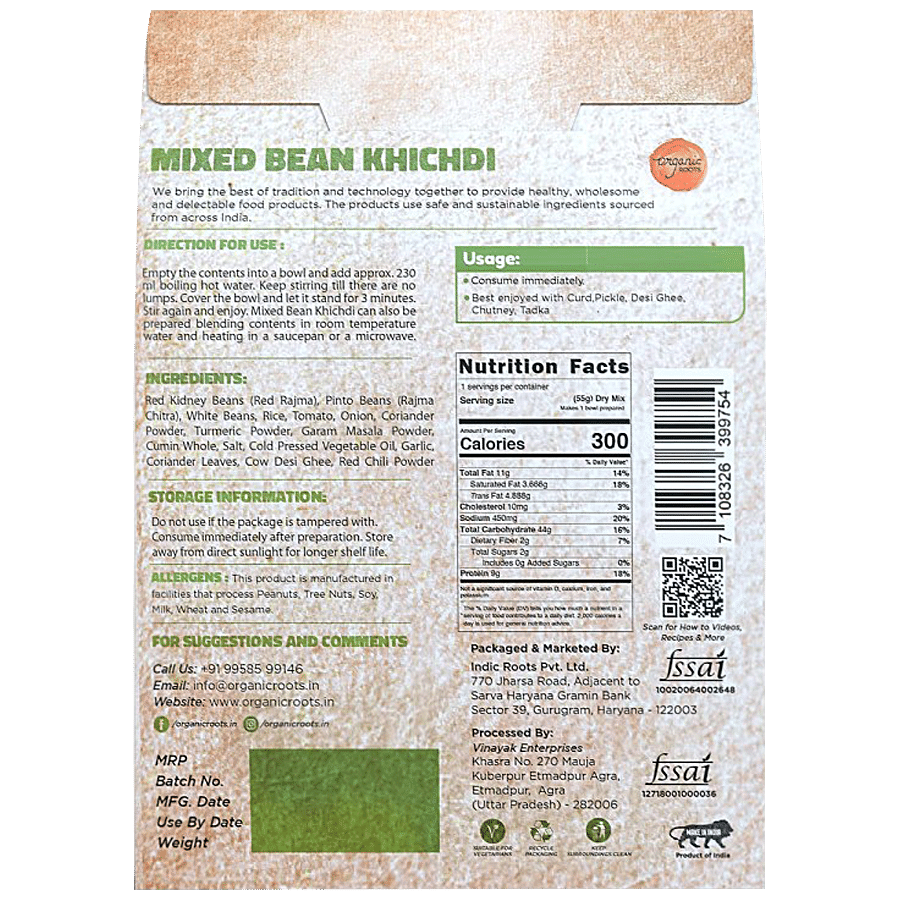 Organic Roots Mixed Bean Khichdi - Wholesome