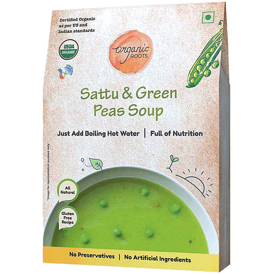 Organic Roots Sattu & Green Peas Instant Soup Powder Mix - Healthy