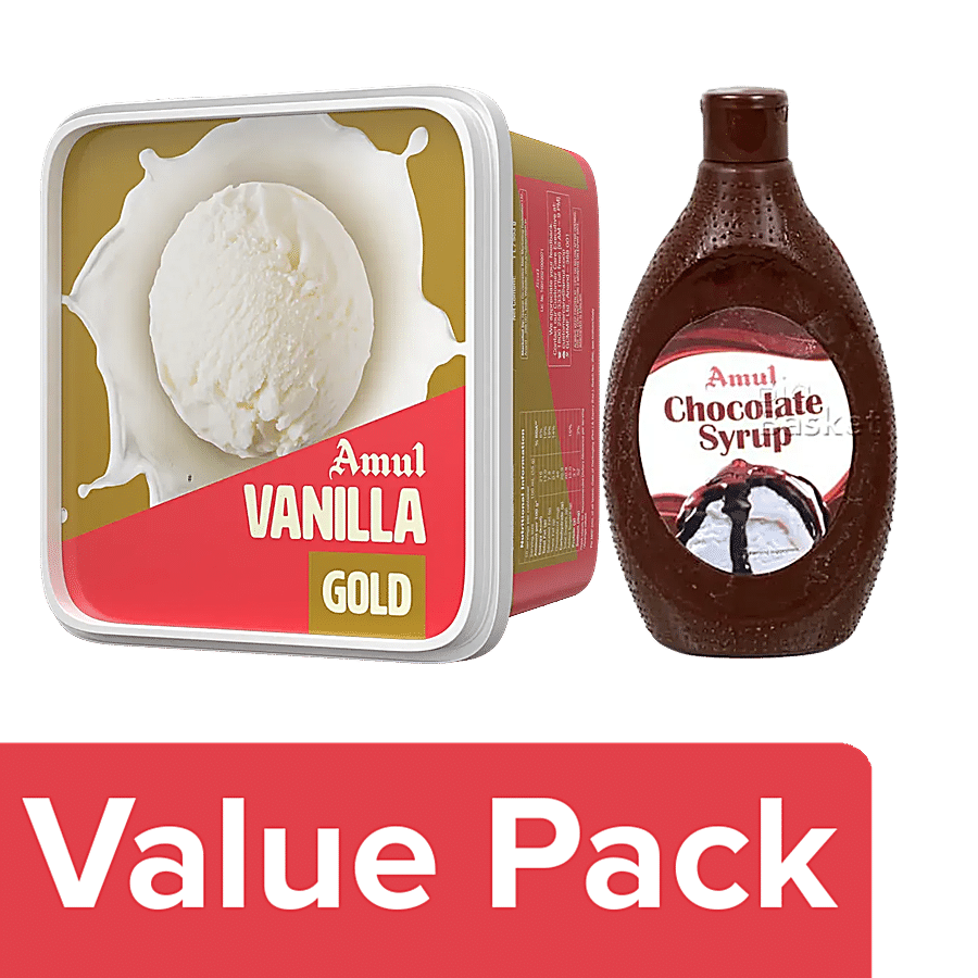 Amul Chocolate Syrup 650 g Bottle + Ice Cream Gold