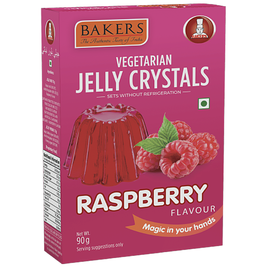 BAKERS Vegetarian Jelly Crystals Raspberry - Sets Without Refrigeration