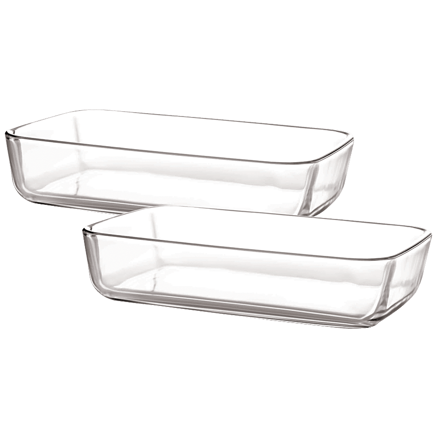 Cello Dahlia Rectangle Glass Borosilicate Baking Bowl Set