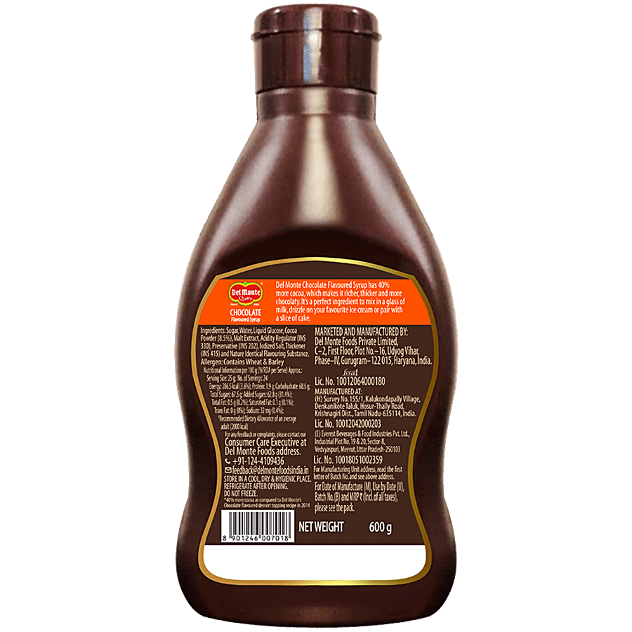 Del Monte  Chocolate Flavoured Syrup - 40% More Chocolaty