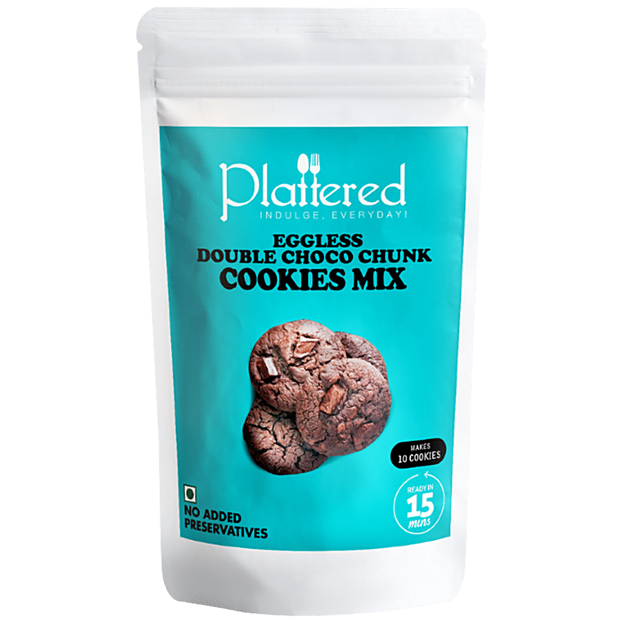 PLATTERED Eggless Double Choco Chunk Cookies Mix - No Added Preservatives