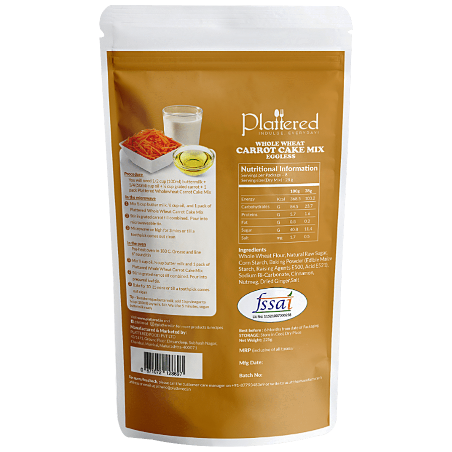 PLATTERED Whole Wheat Carrot Cake Mix - Eggless