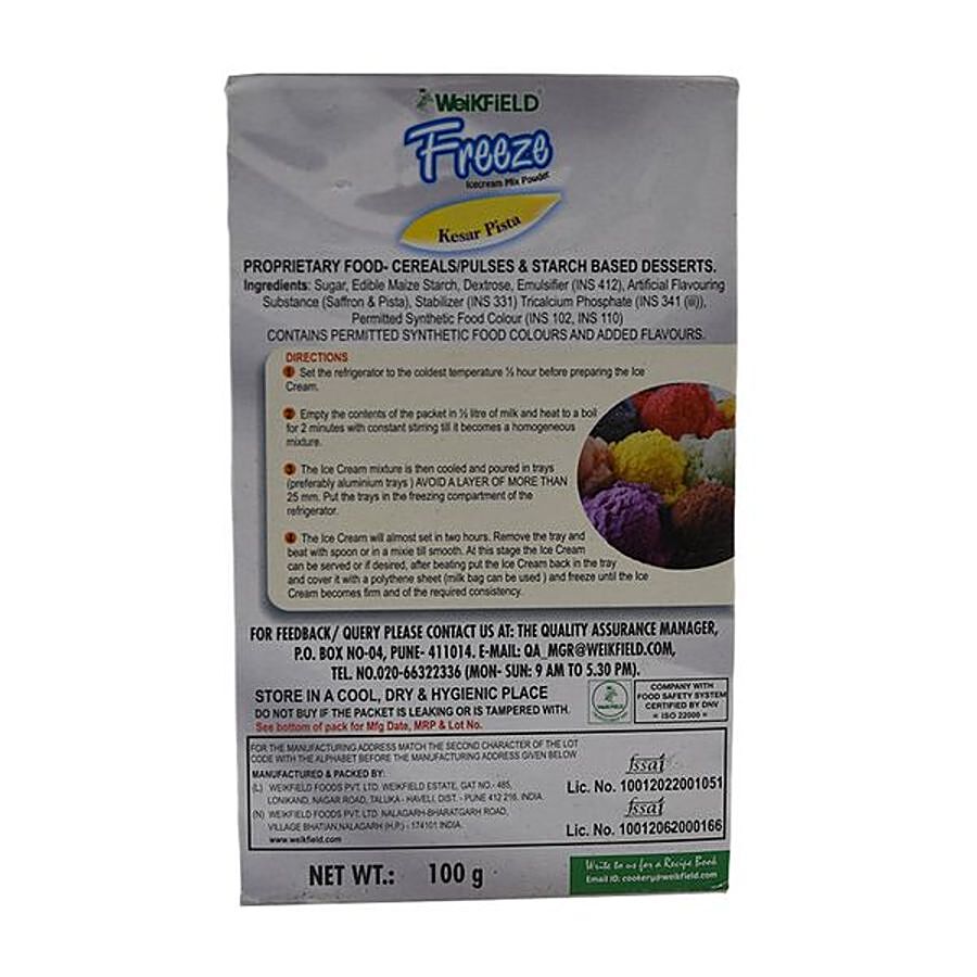 Weikfield Freeze Ice Cream Mix Powder - Kesar Pista