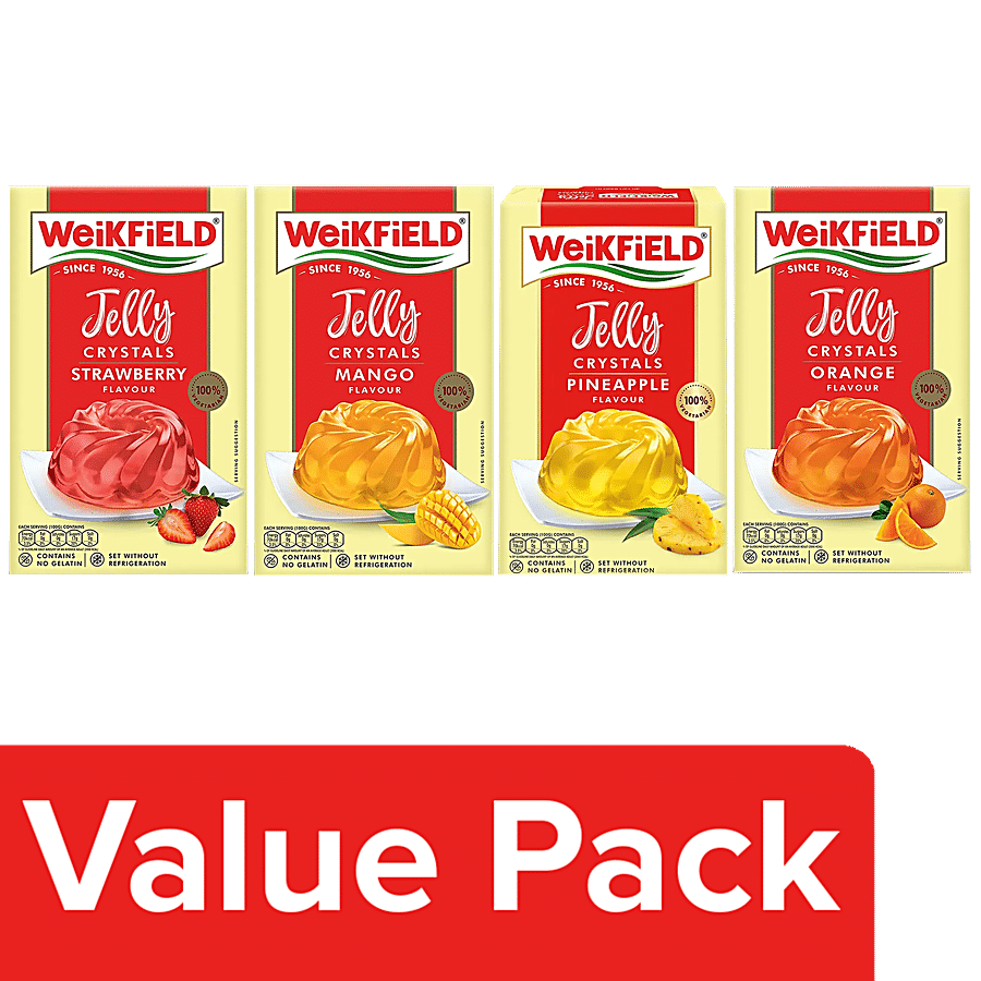 Weikfield Jelly Mango + Crystals - Pineapple Flavor + Strawberry + Orange