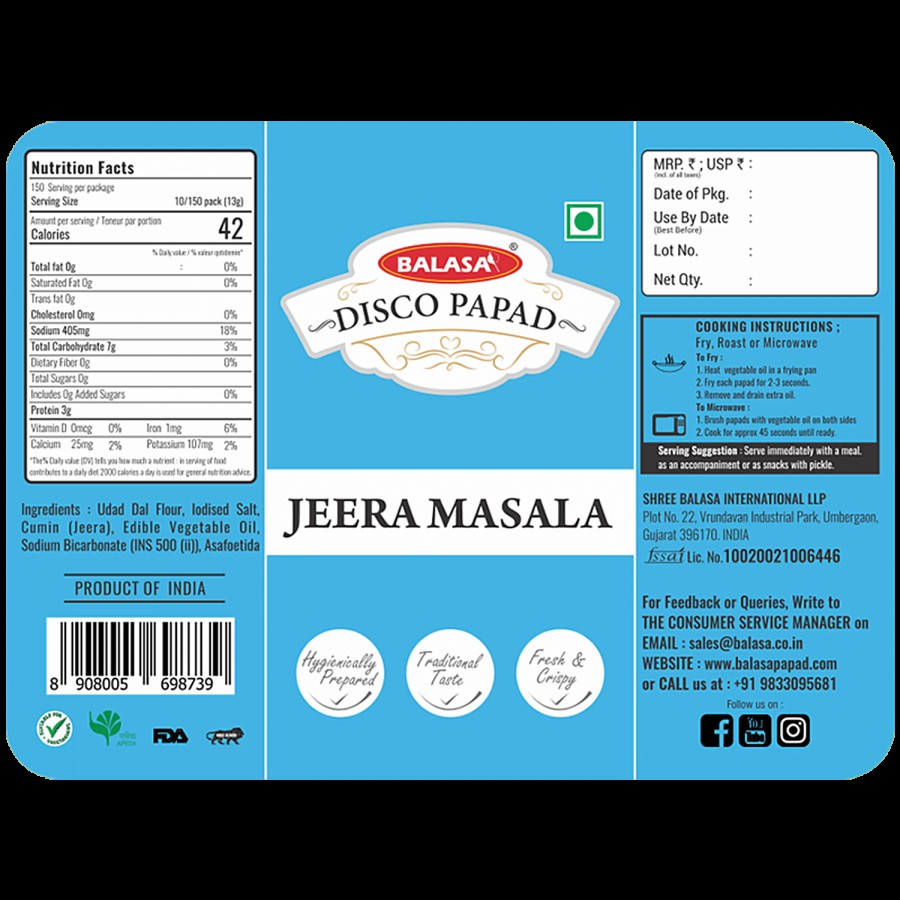 Balasa Disco Coin Papad - Jeera Masala