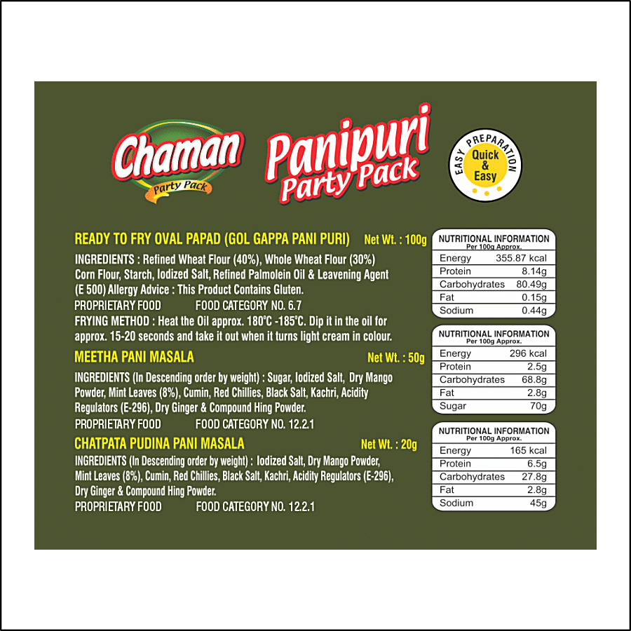 CHAMAN Pani Puri Party Pack 3 In 1